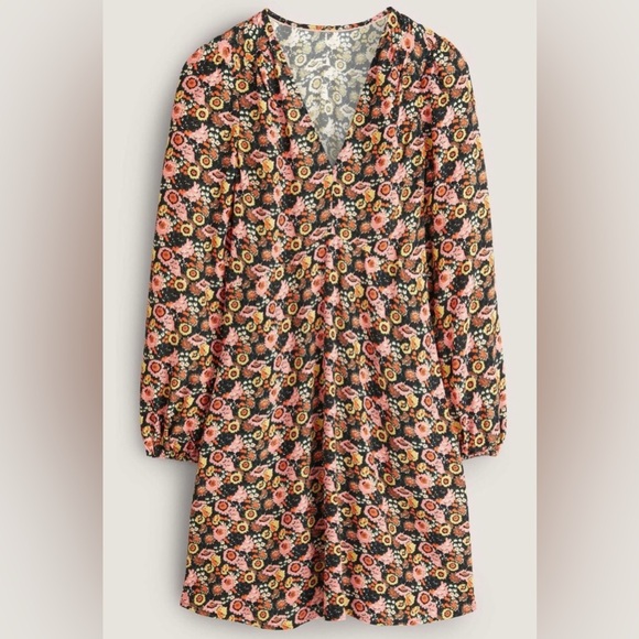 Boden Dresses & Skirts - Boden Women’s Pink Yellow Floral Mini Dress V Neck Long Sleeve